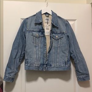 Zara Shearling Lined Denim Jacket NWT